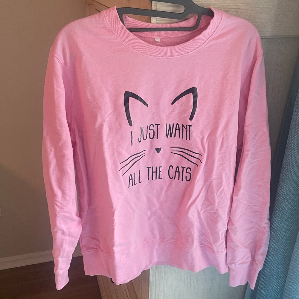 Pink Cat Graphic Sweatshirt